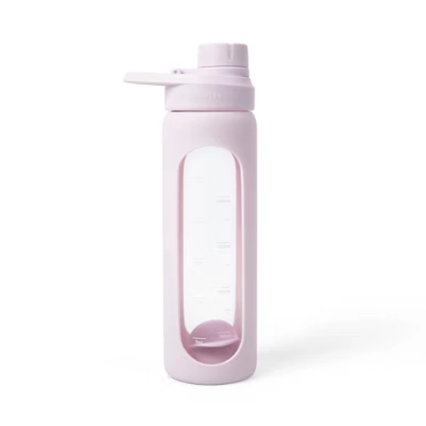 Blogilates 19oz Glass Protein Shaker Bottle with Silicone Sleeve - Pink