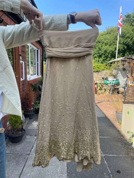 Vintage gold silk sequin skirt by Matthew Williamson