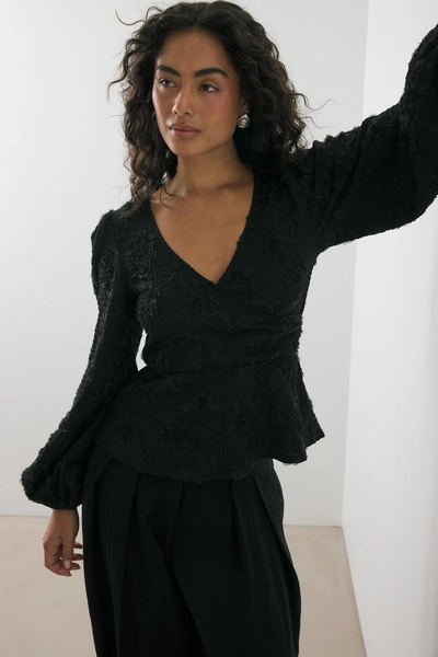Blouse portefeuille à manches larges