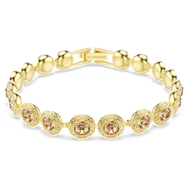 Una Angelic bracelet, Round cut, Caramel, Gold-tone plated