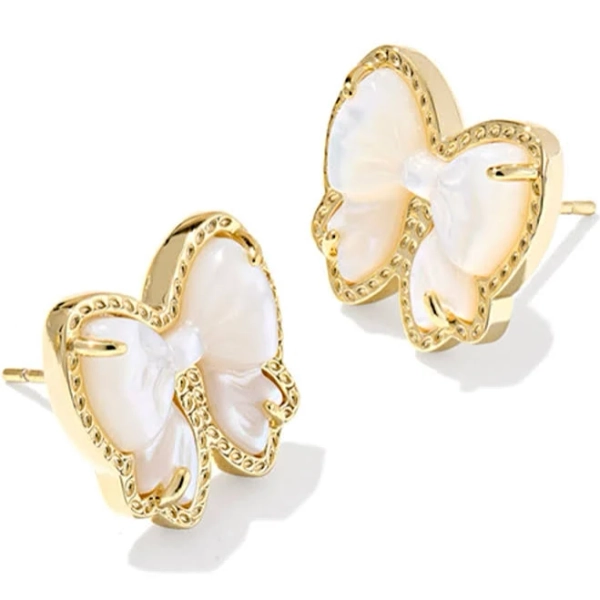 Kendra Scott Haley Bow Gold Stud Ivory Mother of Pearl Stud Earring