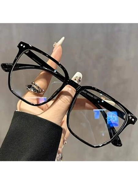 Visual Comfort, Cyberpunk Style Square Glasses - Oval Full Frame Design, Lightweight PC Material, Suitable For Computer, TV, And Mobile Phone Use