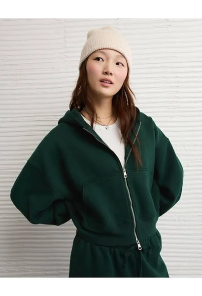 AE Women's Luxe Barrel Sleeve Full Zip Hoodie
