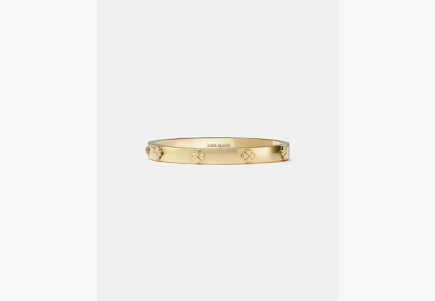Gold Spade Flower Hinged Bangle