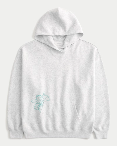 Hollister Feel Good Oversized Hibiscus Graphic Hoodie