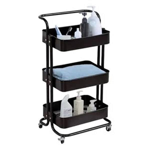 Etajera de Bucatarie Metalica Neagra cu 3 Nivele 44x36x82cm < Etajere Metalice pentru Bucatarie | Jumbo