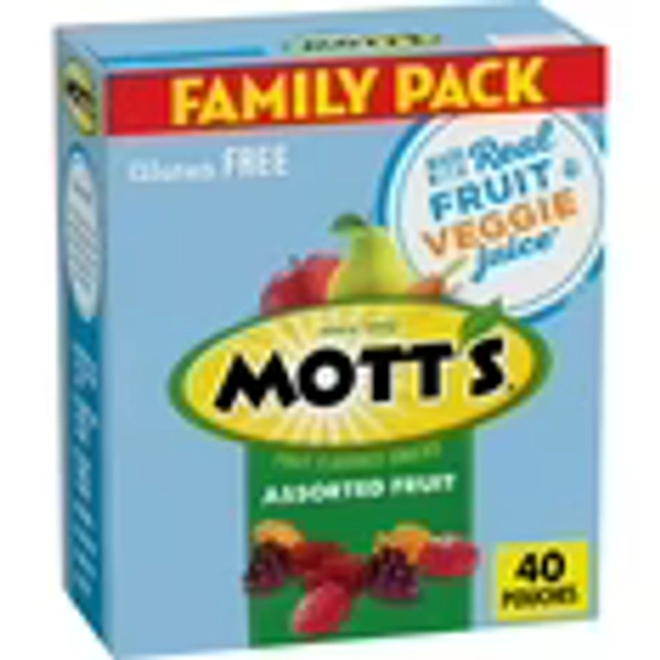Mott's Fruit Flavored Snacks, Assorted Fruit, Gluten Free Snack, Family Pack, 40 Ct, 32 oz
