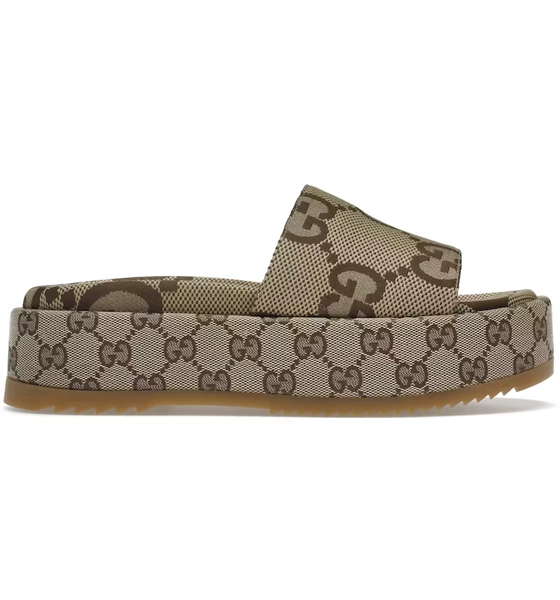 Gucci Angelina Platform 55mm Sandal Camel Canvas