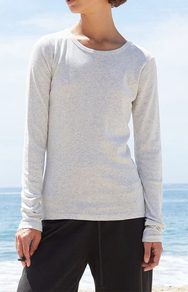 grey long sleeve top