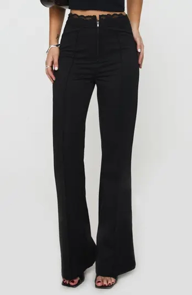 Stellina Lace Trim Slim Flare Pants