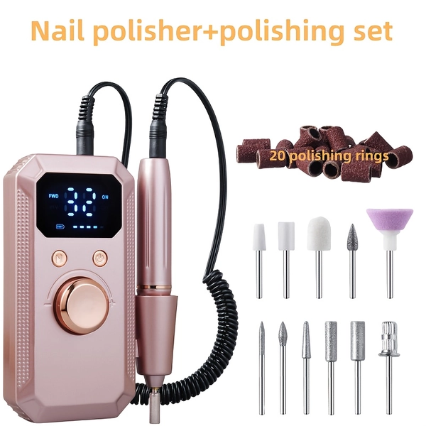Professional Electric Nail Drill, Portable Nail File, Electric Nail Drill with Multiple Grinding Heads, Suitable for Manicures and Nail Care, Nail Buffing Machine, Grinding Machine, Nail Art Tool