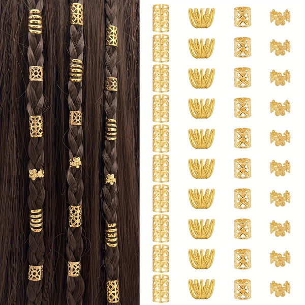 40pcs Summer Flower Braid Hair Clips, Y2K Punk Hip Hop Decorative Hairpins, Gifts Party Daily Use Hair Rings & Additions for Women Music Festival