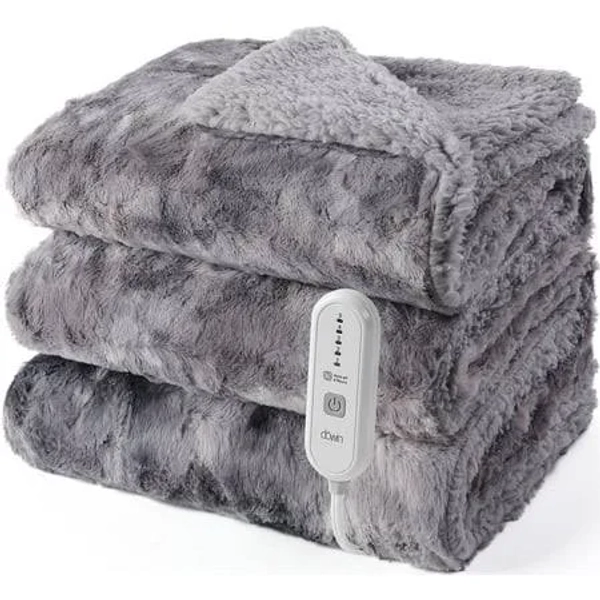 Dowin Electric Blanket Full Size 72"x84" Fast Heating Soft Faux Fur Heated Blanket