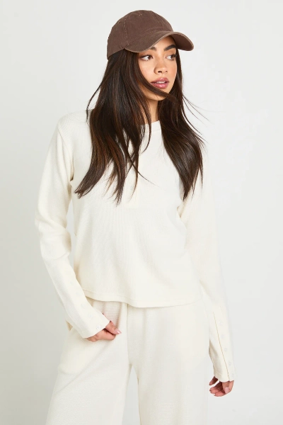 Waffle Henley Long Sleeve Top