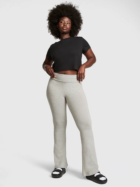 All-Day Cotton Foldover Flare Leggings