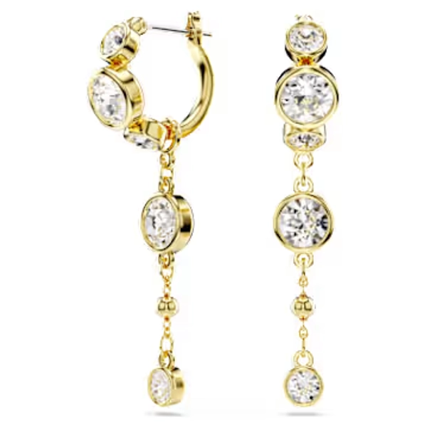 Imber drop earrings, Round cut, White, 18K gold finish