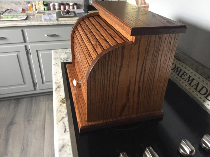 New large kitchen Bread box Hand crafted roll top with luxurious solid oak!! Nice!! Free shipping