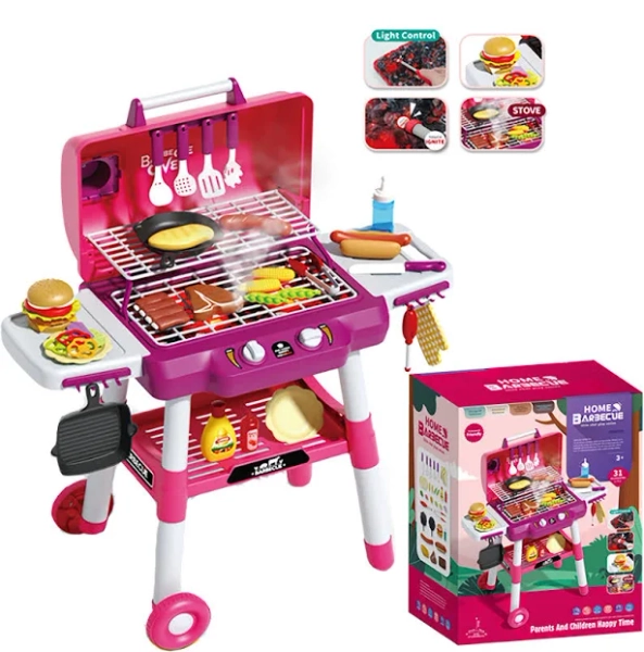 Kids play grill, Toy smoker grill, BBQ Play Grill, Big Two-Level Cooking Toy Set Play, Big girl toys, Children's Interactive BBQ Playset with Pretend