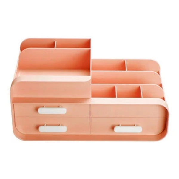 Pink Compact 3-Drawer Desktop Organizer with 9 Compartments