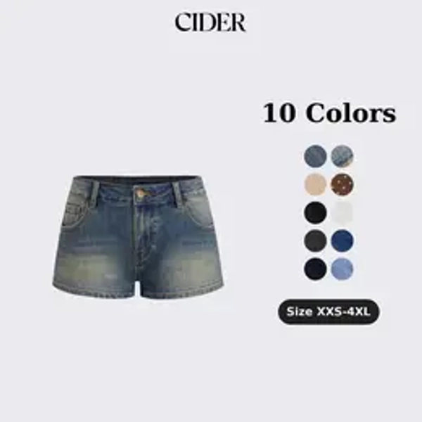 Cider Women's Low-Waisted White Denim Shorts with Classic Design Dealsforyou
