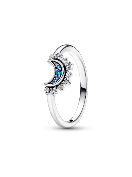 Celestial Blue Sparkling Moon Ring
