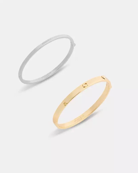 Gold/Silver Heart And Cherry Bangle Set