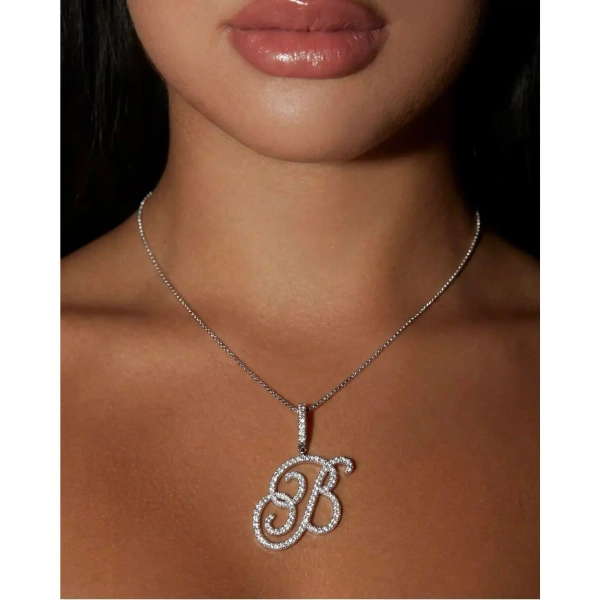 AURORA Nova Rose Custom Script Initial Necklace - Personalized Initial Necklace Pendant Jewelry Durable Brass