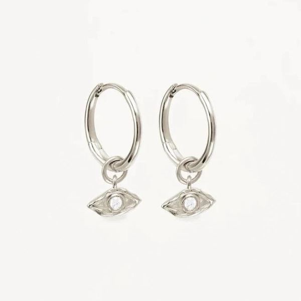 Charlotte I Am Protected Sterling Silver Hoops
