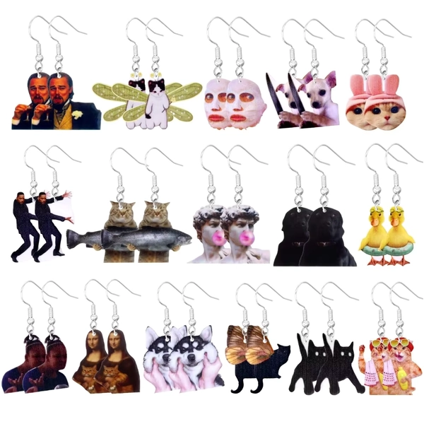 Animal Earrings For Women Cute Female Acrylic Earrings Funny  Personal Party Gifts Duck  Dog Cat - AliExpress 