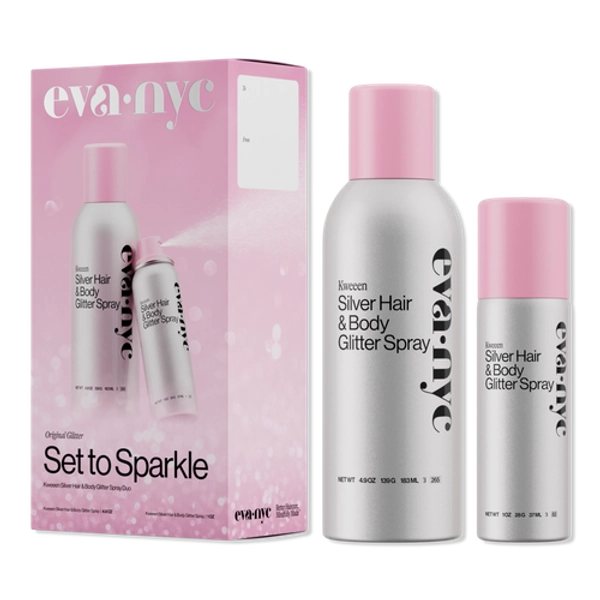 Kweeen Silver Glitter Hair & Body Duo Set