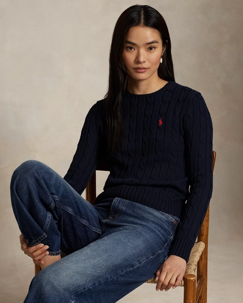 Cable-Knit Cotton Crewneck Sweater | Ralph Lauren