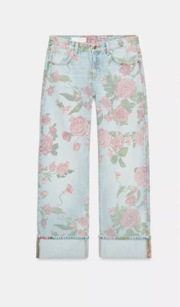 ג'ינס TRF LOOSE FOLDED בהדפס Low waist