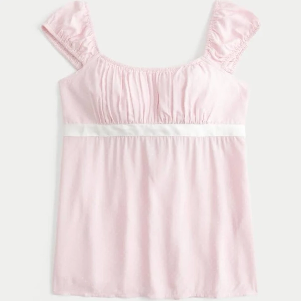 Women's Easy Satin Tie Babydoll Top