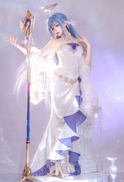 Honkai: Star Rail Robin Cosplay Costume Evening Dress with Shawl and Gloves