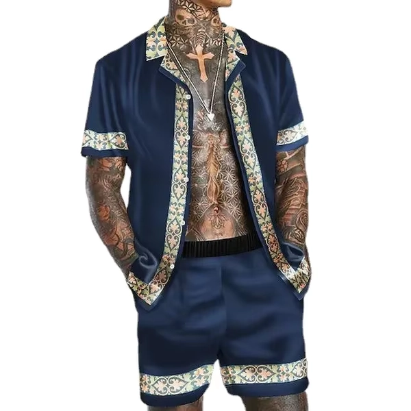 Casual Men's Short Sleeve Shirt Set Summer Trendy Independent Station Thin Comfortable Breathable Set Hawaiian Shirt Suit - AliExpress 200000343