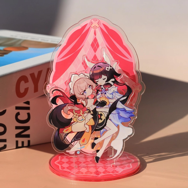 Genshi Colombina Sandrone acrylic standee with vivid anime characters, ideal as a desktop decor collectible- fan gift for anime enthusiasts