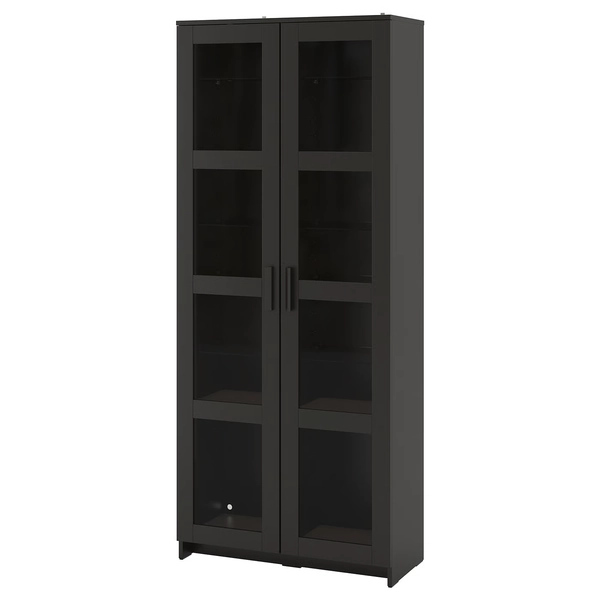 BRIMNES Glass-door cabinet - black 31 1/2x74 3/4 "