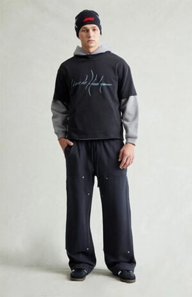 Pacsun Black Paneled Carpenter Fleece Extreme Baggy Sweatpants | PacSun