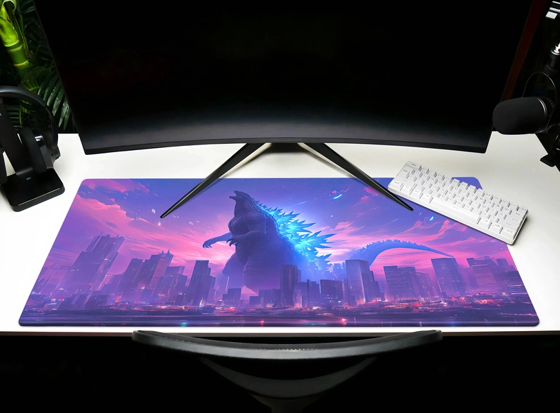 Godzilla Desk Mat Pastel Mouse Pad / Dragon Tokyo Large Kaiju Mouse Pad Gaming Gift Merch