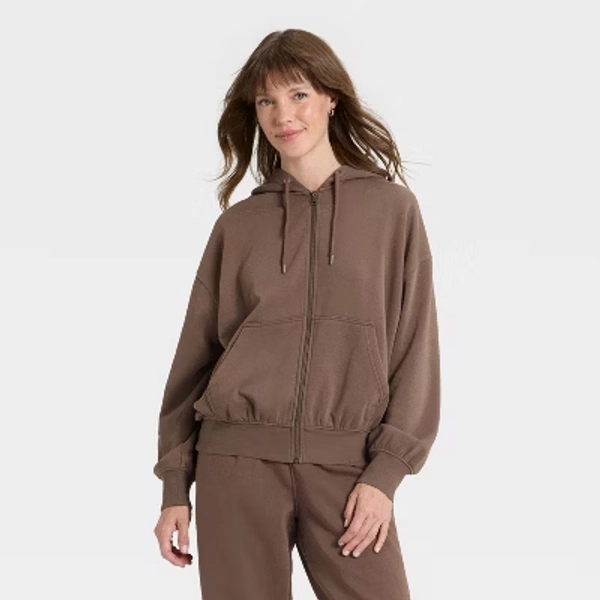 Women's Zip-Up Hoodie Sweatshirt - Universal Thread™ Brown XL