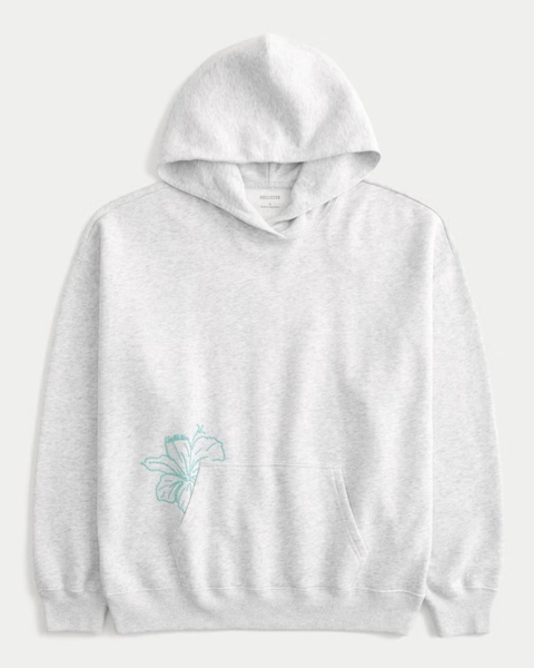 Hollister Feel Good Oversized Hibiscus Graphic Hoodie