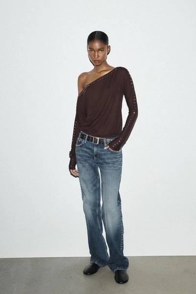 BATWING SLEEVE T-SHIRT WITH STUDS
