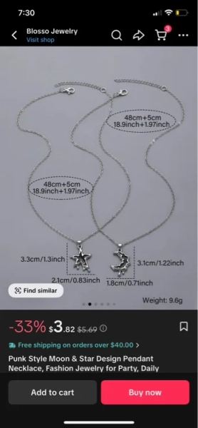 star and moon pendent necklaces