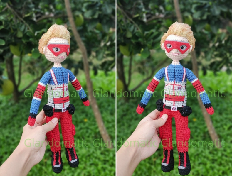 Henry Danger Crochet Doll - American Comedy Character Amigurumi Doll - Superhero Captain Man's Sidekick Plush Toy - Crochet Kid's Toy