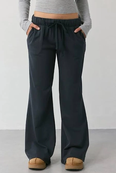 Out From Under Lived In Flare Sweatpant in Black Cotton, Women's L at Urban Outfitters
