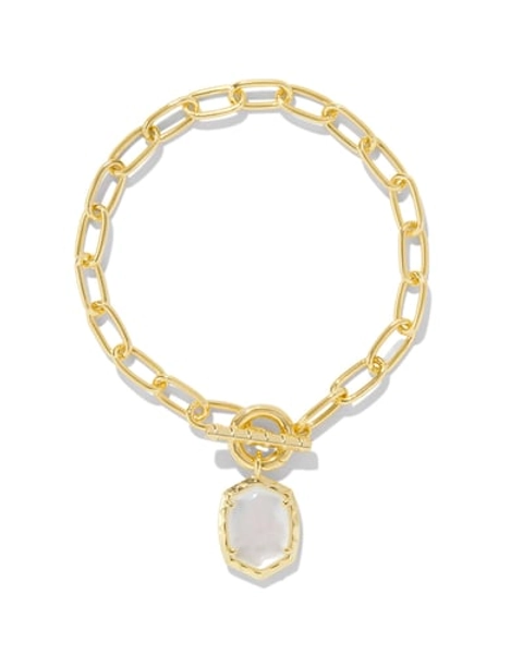 Kendra Scott Daphne Gold Link and Chain Bracelet in Ivory Mother-of-Pearl | Mother Of Pearl