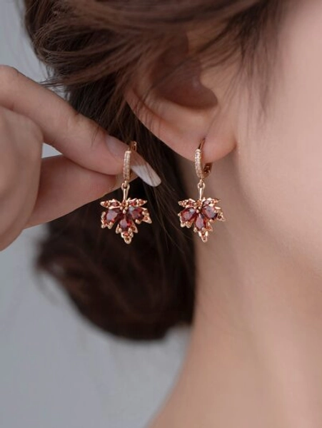 2 pezzi Orecchini pendenti con strass fiore