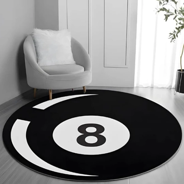 8 Ball Carpet round, non slip rug, modern farmhouse decor