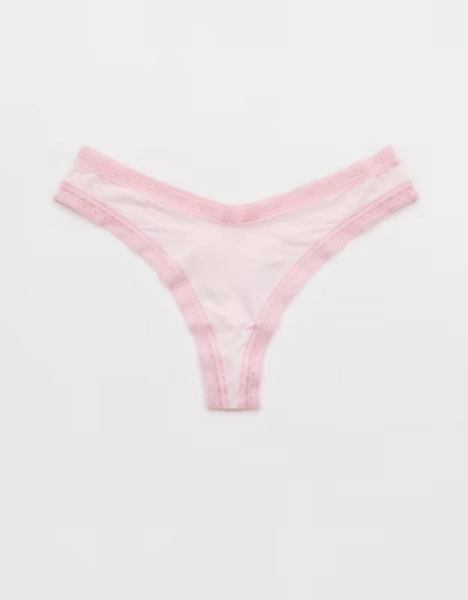 SMOOTHEZ Microfiber Lace Thong Underwear