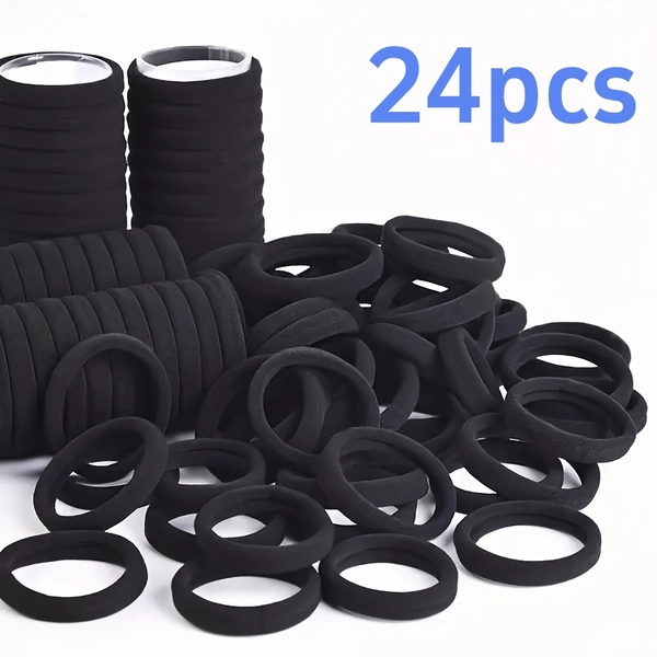 Black Solid Color Elastic Hair Tie - Durable Stretchy Scrunchies for Ponytails, Buns & Braids | Non-Slip Everyday Use, Perfect for Sports & Parties, Suitable for All Hair Types, Essential Hair Accessory with Minimalist Design, Smooth Material, Ideal Gift for Birthdays, Independence Day, Labor Day, Thanksgiving, Christmas & 11 Major Holidays